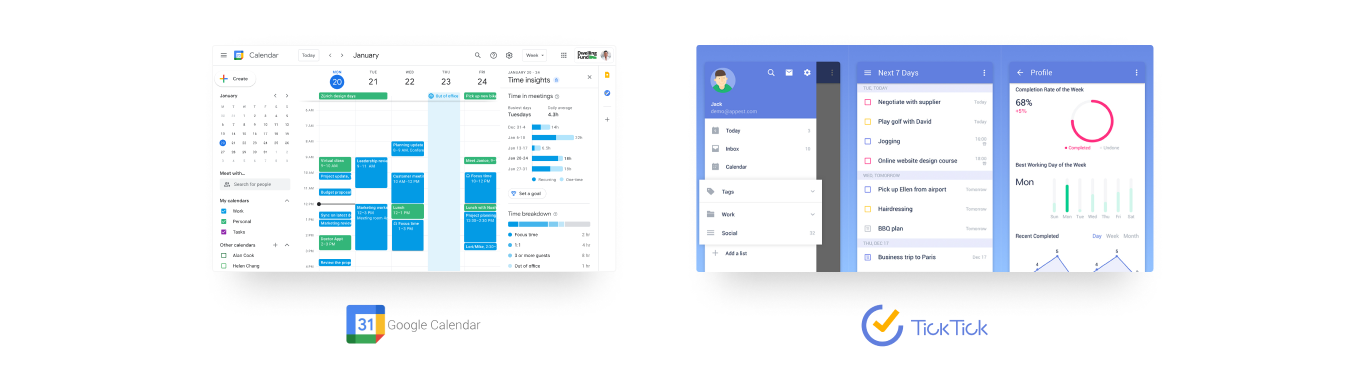 Программы для менеджмента и оптимизации времени - Google Календарь TickTick | WonderWeb